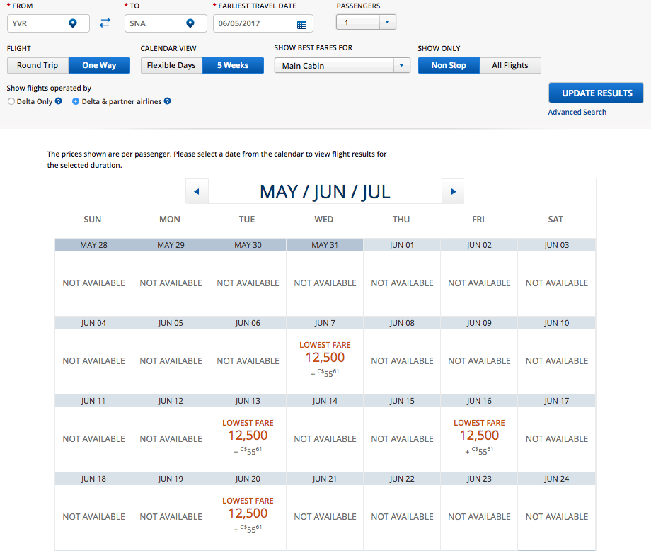 Redeem Miles for Westjet with Delta Skymiles - Canadian Kilometers